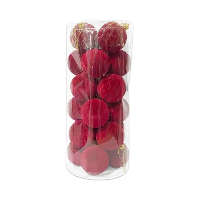 BOLA NAVIDEÑA GAMUZADA ROJA OSCURA 6CM X24