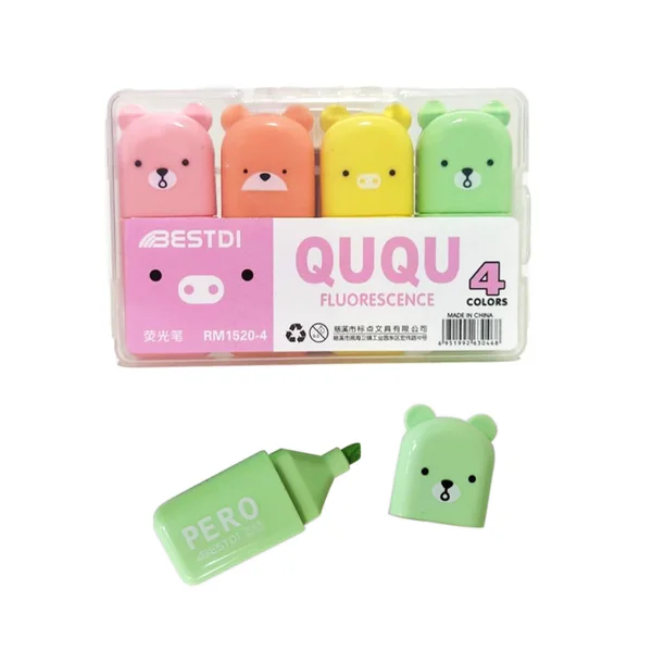SET RESALTADOR OSO COLOR PASTEL X4