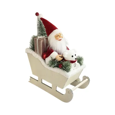 ADORNO CARRUAJE NAVIDEÑO BLANCO CON PAPA NOEL
