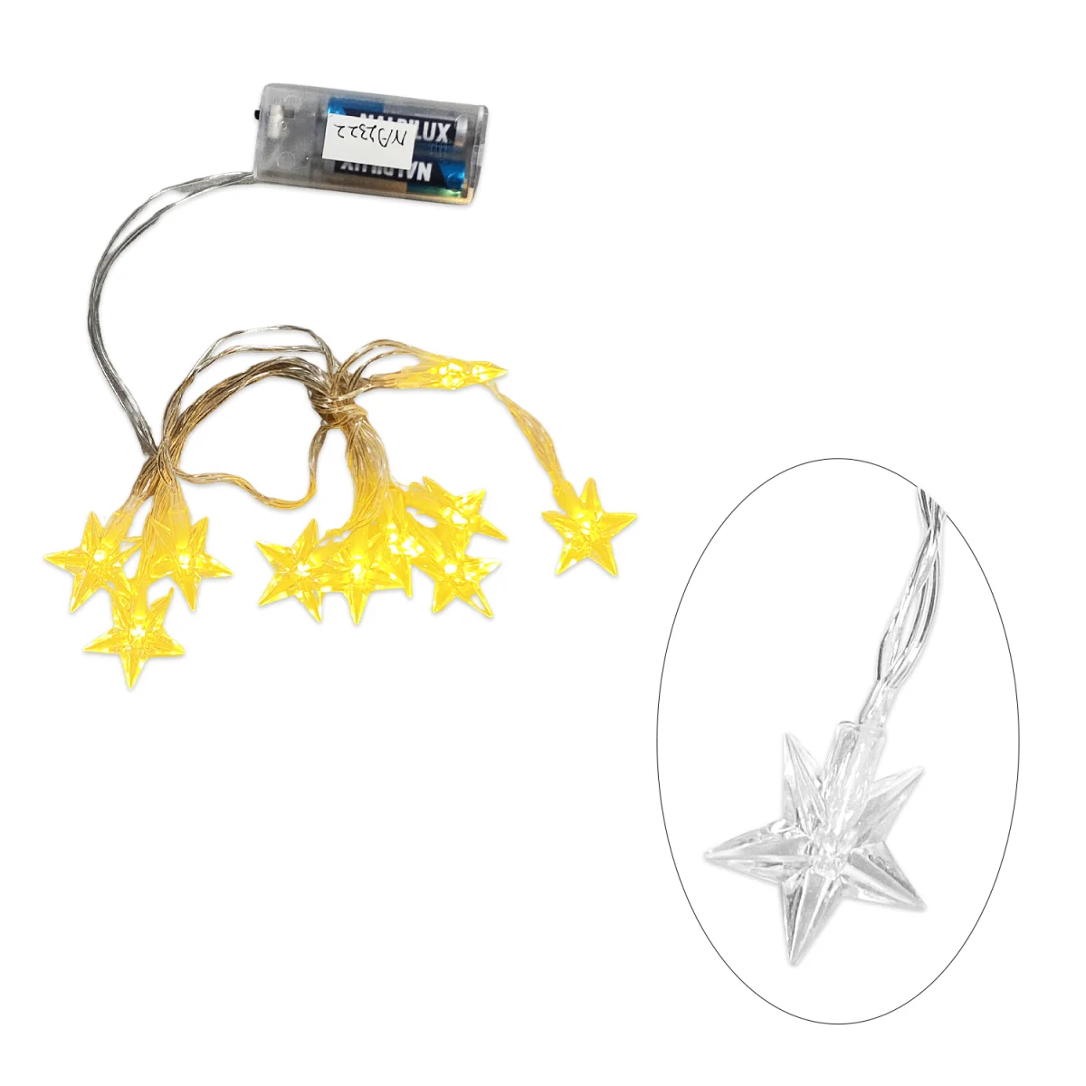 LUCES NAVIDEÑAS ESTRELLA LUZ CALIDA X10 1.70M (PILAS)