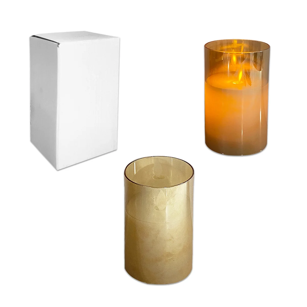 VELON BEIGE EN VIDRIO LUZ CALIDA 7.5*12.5CM (PILAS)