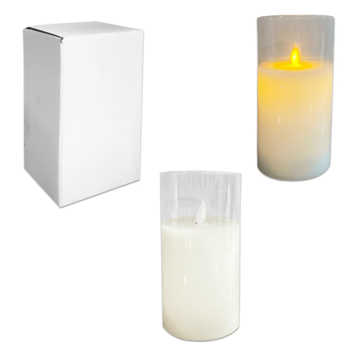 VELON BLANCO EN VIDRIO LUZ CALIDA 7.5*15CM (PILAS)