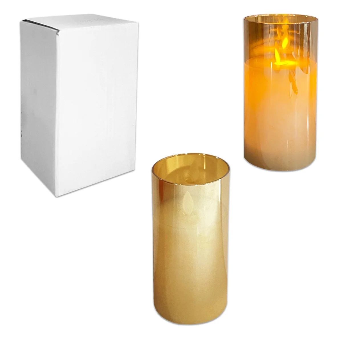 VELON BEIGE EN VIDRIO LUZ CALIDA 7.5*15CM (PILAS)