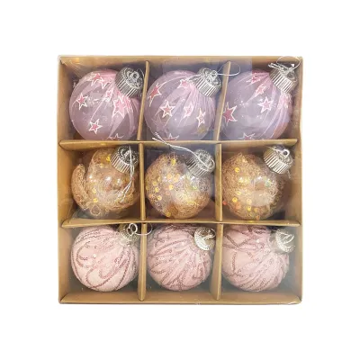 BOLA NAVIDEÑA PALO ROSA DE TELA 8CM X9