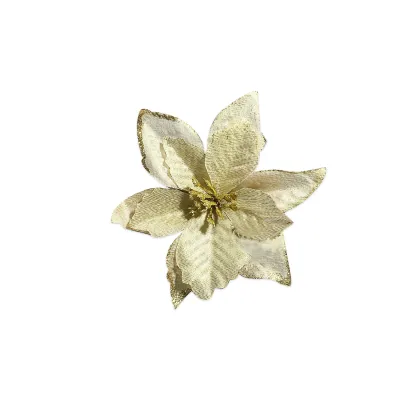 FLOR NAVIDEÑA DORADA 14CM (PQTX12)