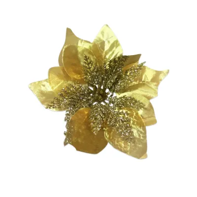 FLOR NAVIDEÑA DORADA 20CM (PQTX12)