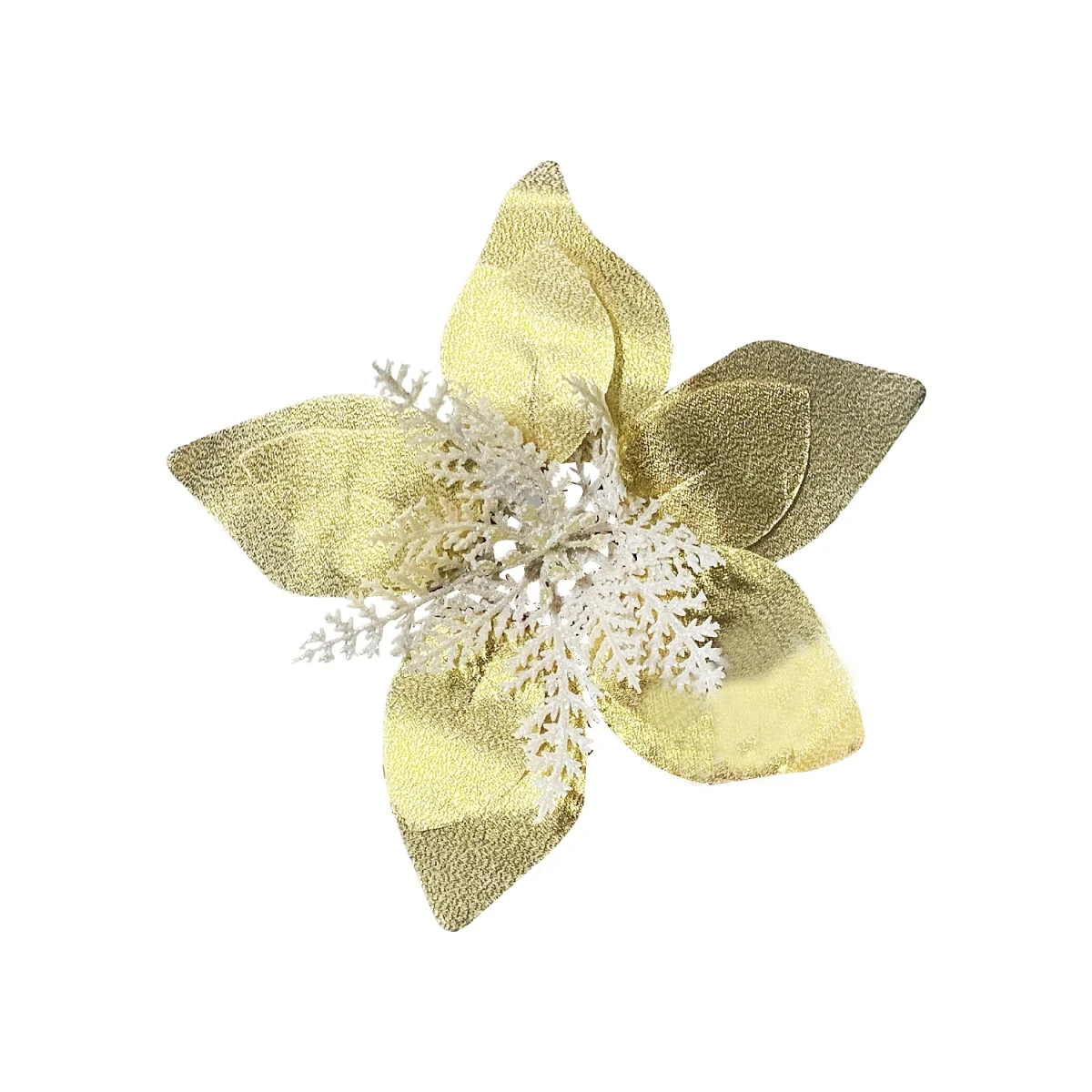 FLOR NAVIDEÑA DORADO TORNASOL 20CM (PQTX12)