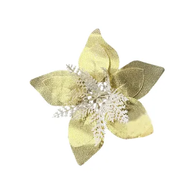 FLOR NAVIDEÑA DORADO TORNASOL 20CM (PQTX12)