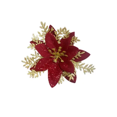 FLOR NAVIDEÑA ROJA OSCURA 12CM (PQTX12)