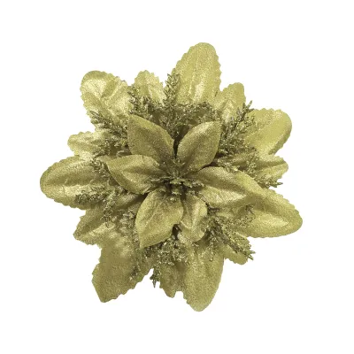 FLOR NAVIDEÑA DORADA 17CM (PQTX12)