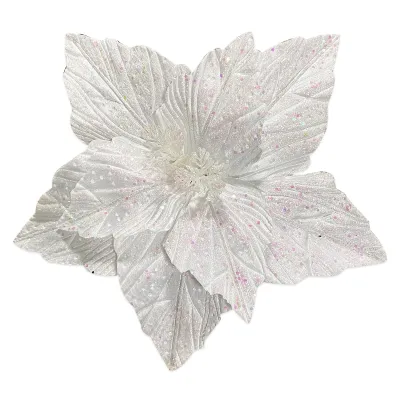 FLOR NAVIDEÑA BLANCA TORNASOL 40CM (BJX60)