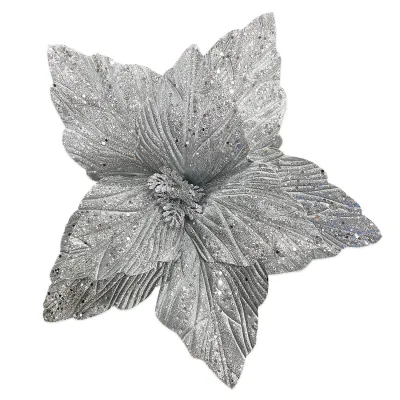 FLOR NAVIDEÑA PLATEADA 40CM (BJX60)