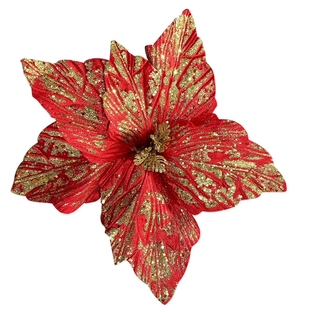 FLOR NAVIDEÑA ROJA CON DORADO 40CM (BJX60)