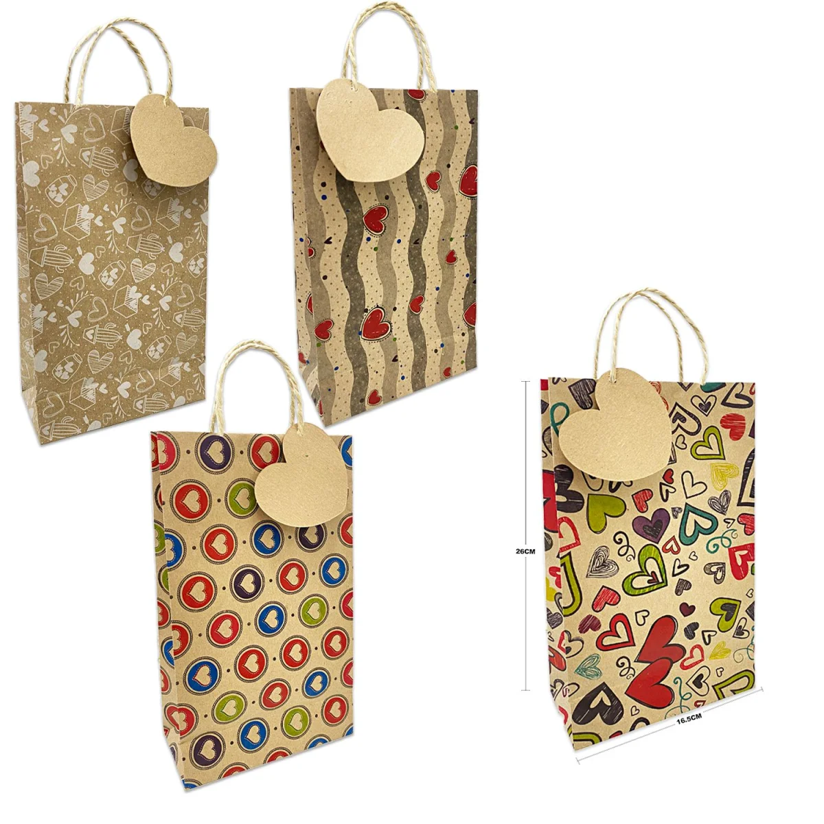 BOLSA DE REGALO ECOLOGICA PQ CORAZONES (PQTX12):
