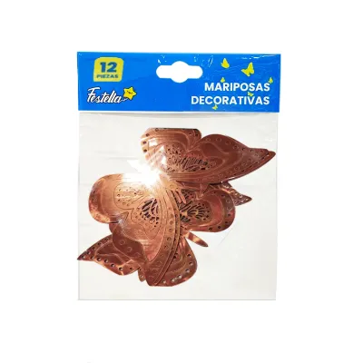 MARIPOSA DECORATIVA PALO ROSA X12 (PQTX12)