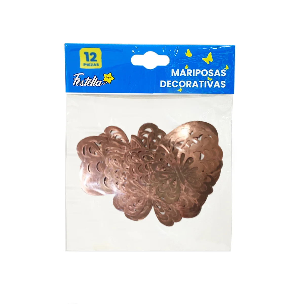 MARIPOSA DECORATIVA PALO ROSA X12 (PQTX12)