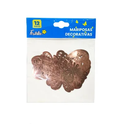 MARIPOSA DECORATIVA PALO ROSA X12 (PQTX12)