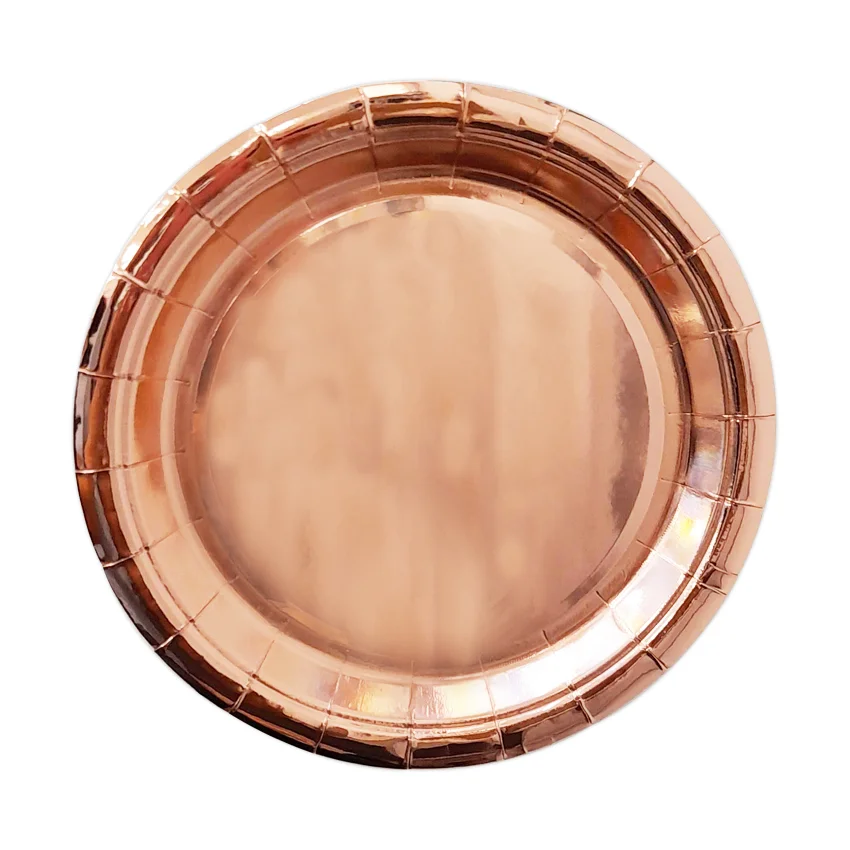 PLATO DE FIESTA METALIZADO PALO ROSA X10