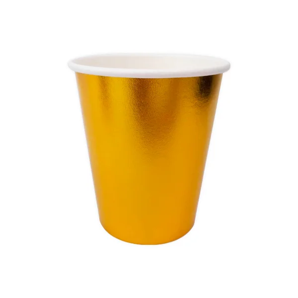 VASO DE FIESTA LISO DORADO X10