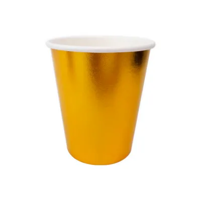 VASO DE FIESTA LISO DORADO X10