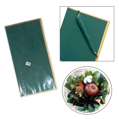 PAPEL COREANO VERDE ESMERALDA BORDE DORADO X20