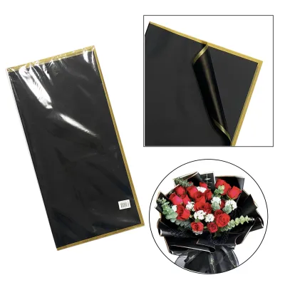 PAPEL COREANO NEGRO BORDE DORADO X20