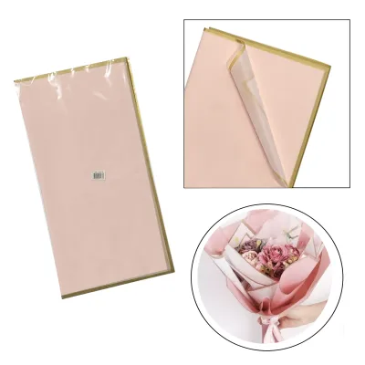 PAPEL COREANO ROSADO BORDE DORADO X20