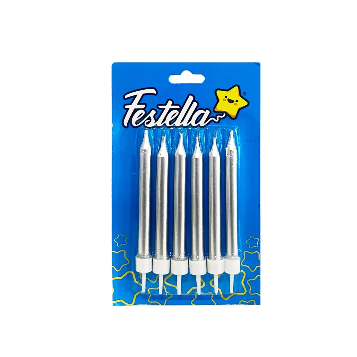 VELA PLATEADA 9CM X6 (CJX12)