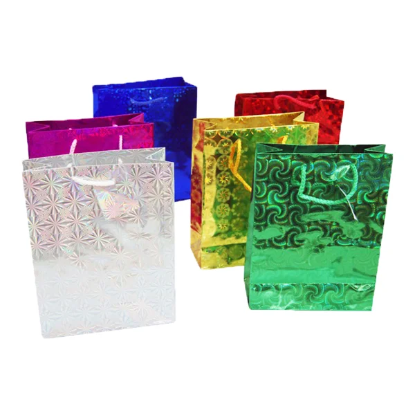 BOLSA REGALO HOLOGRAMA 23*27*7.5CM (PQTX12)