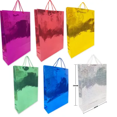 BOLSA REGALO HOLOGRAMA 26*34*8CM (PQTX12)