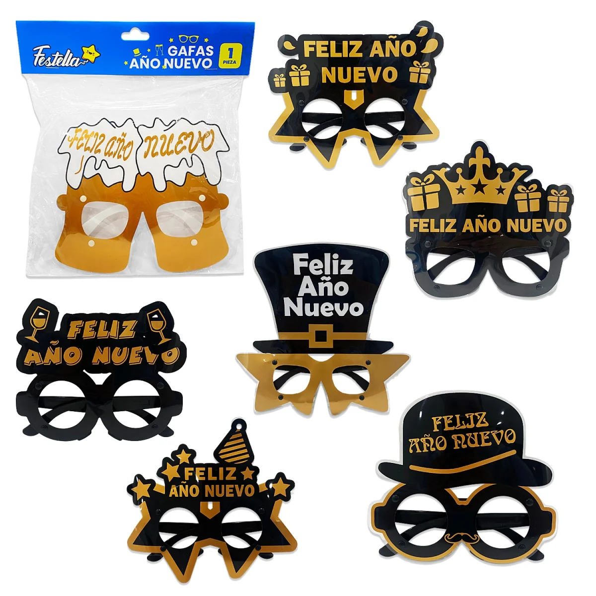 GAFAS PARA FIESTA FELIZ AÑO NUEVO (PQTX12)