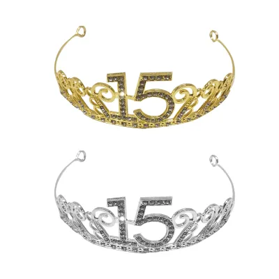 DIADEMA 15 AÑOS METALICA DORADA