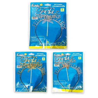 KIT ACCESORIOS FELIZ CUMPLEAÑOS X2PCS (PQTX12)