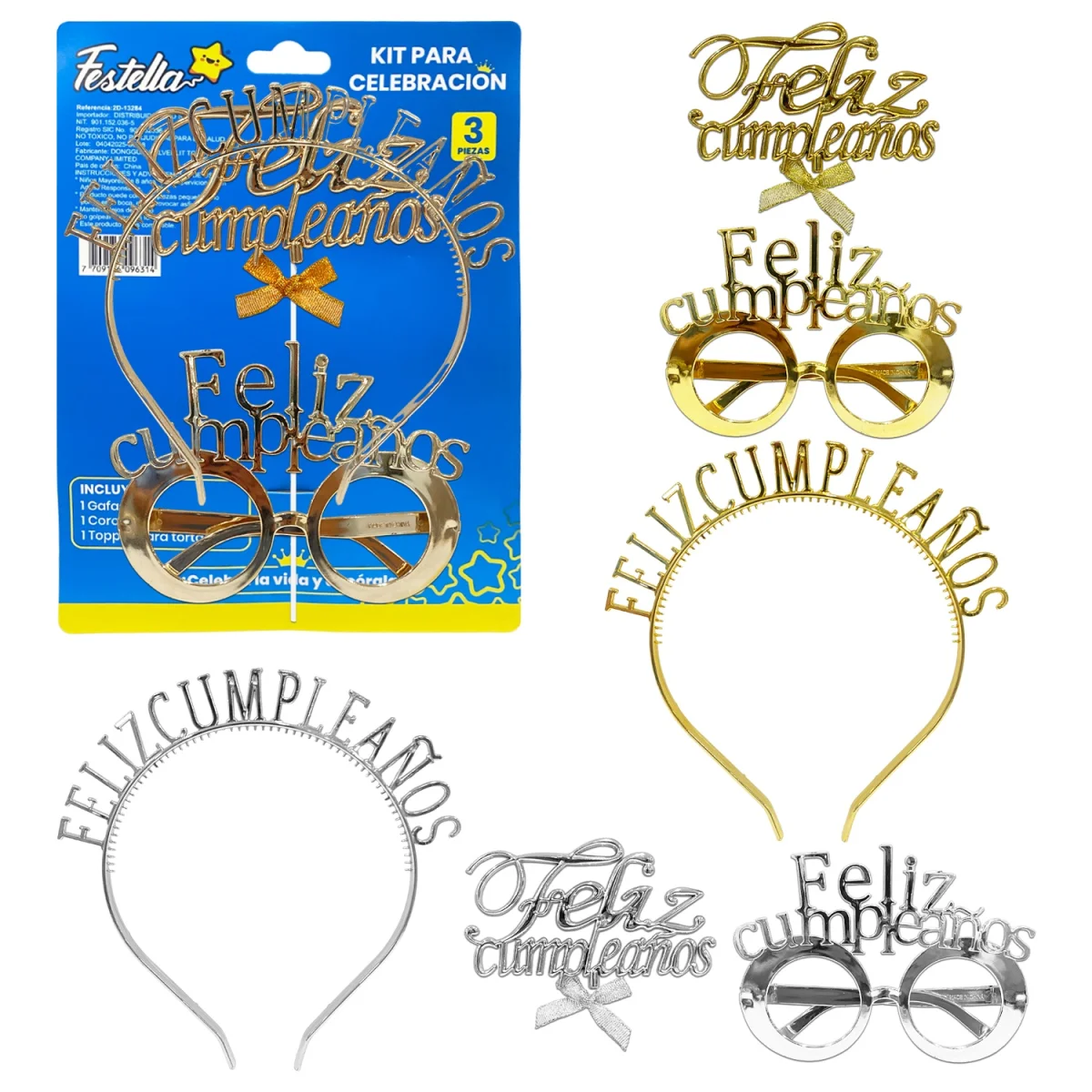 KIT ACCESORIOS FELIZ CUMPLEAÑOS X3PCS (PQTX12)