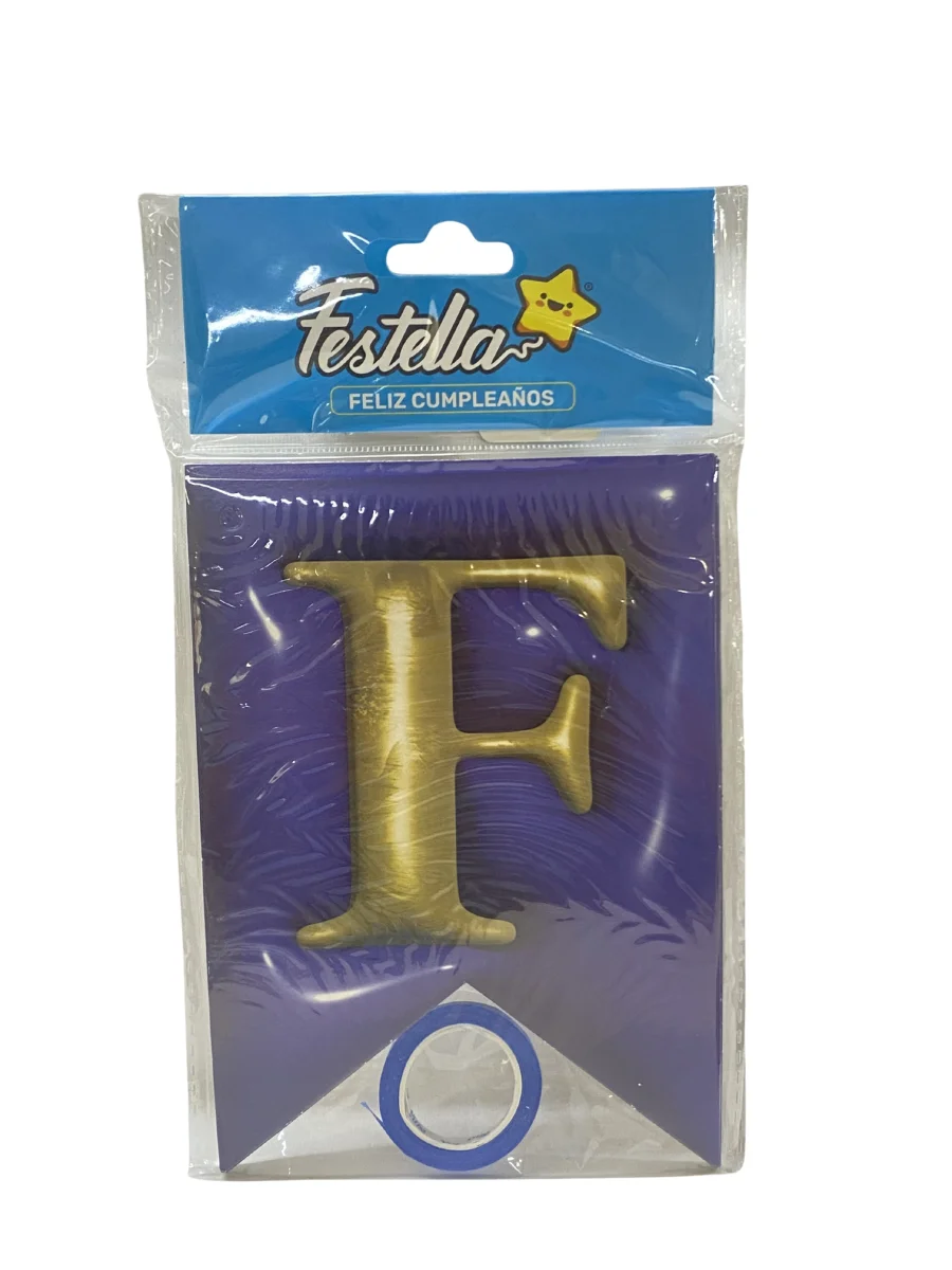 BANDERIN FELIZ CUMPLEAÑOS TIPO 3D AZUL (PQTX12)