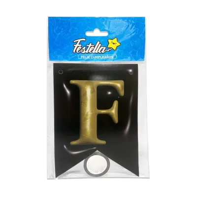 BANDERIN FELIZ CUMPLEAÑOS TIPO 3D NEGRO (PQTX12)