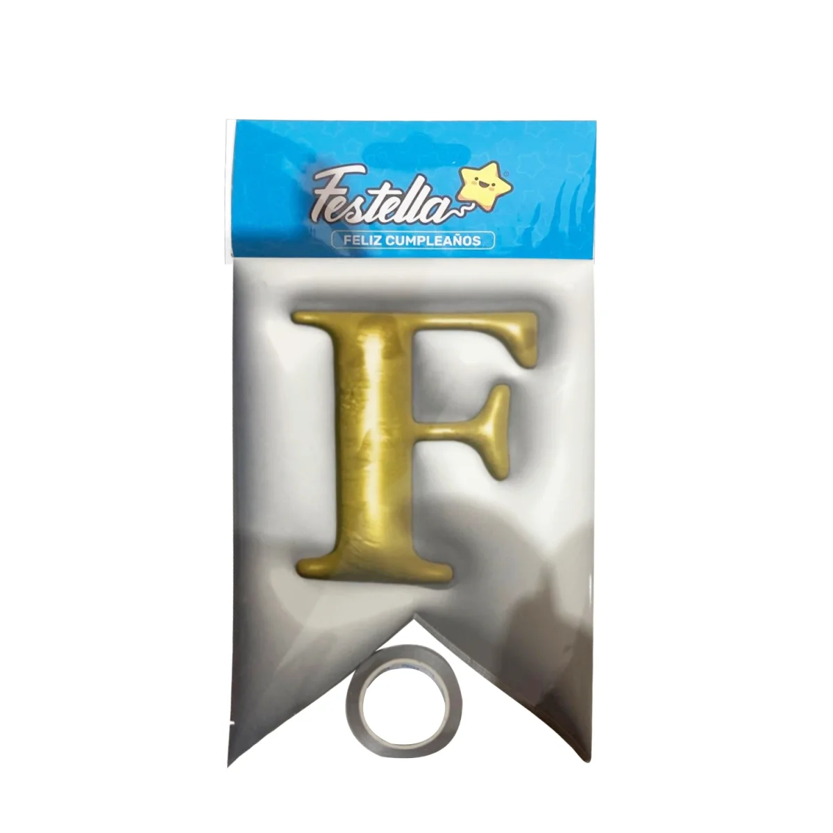 BANDERIN FELIZ CUMPLEAÑOS TIPO 3D PLATEADO (PQTX12)