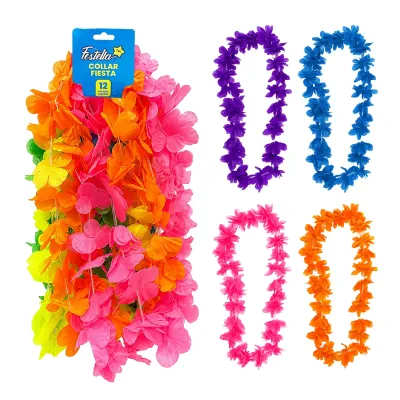 COLLAR HAWAIANO DOBLE HOJA COLOR NEON (CRTX12)