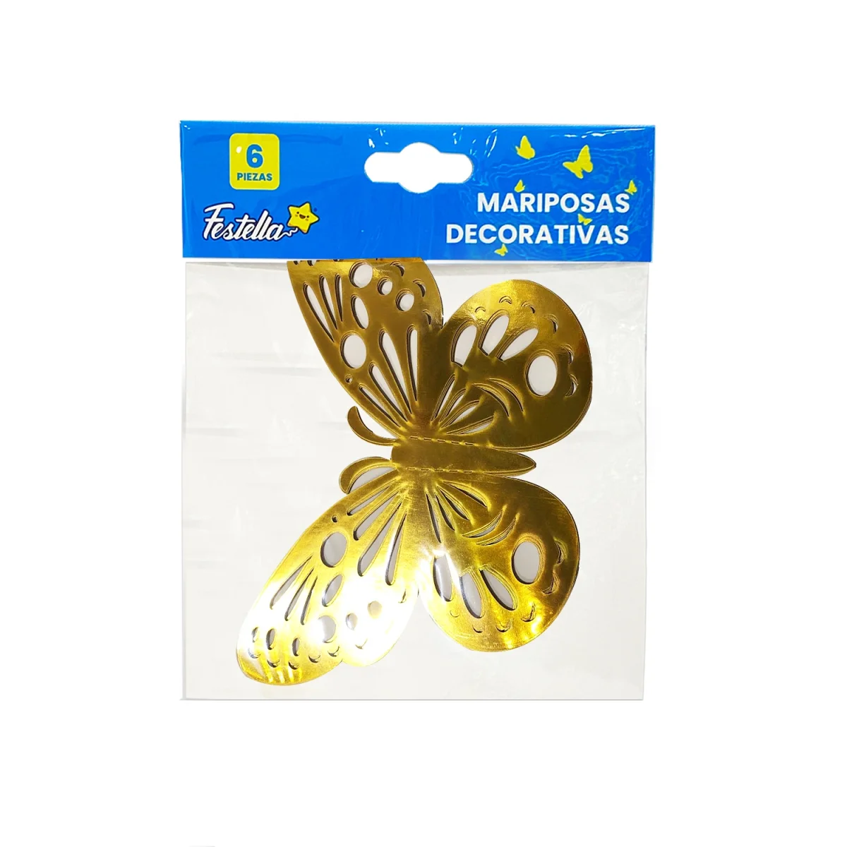 MARIPOSA DECORATIVA DORADA X6 (PQTX12)