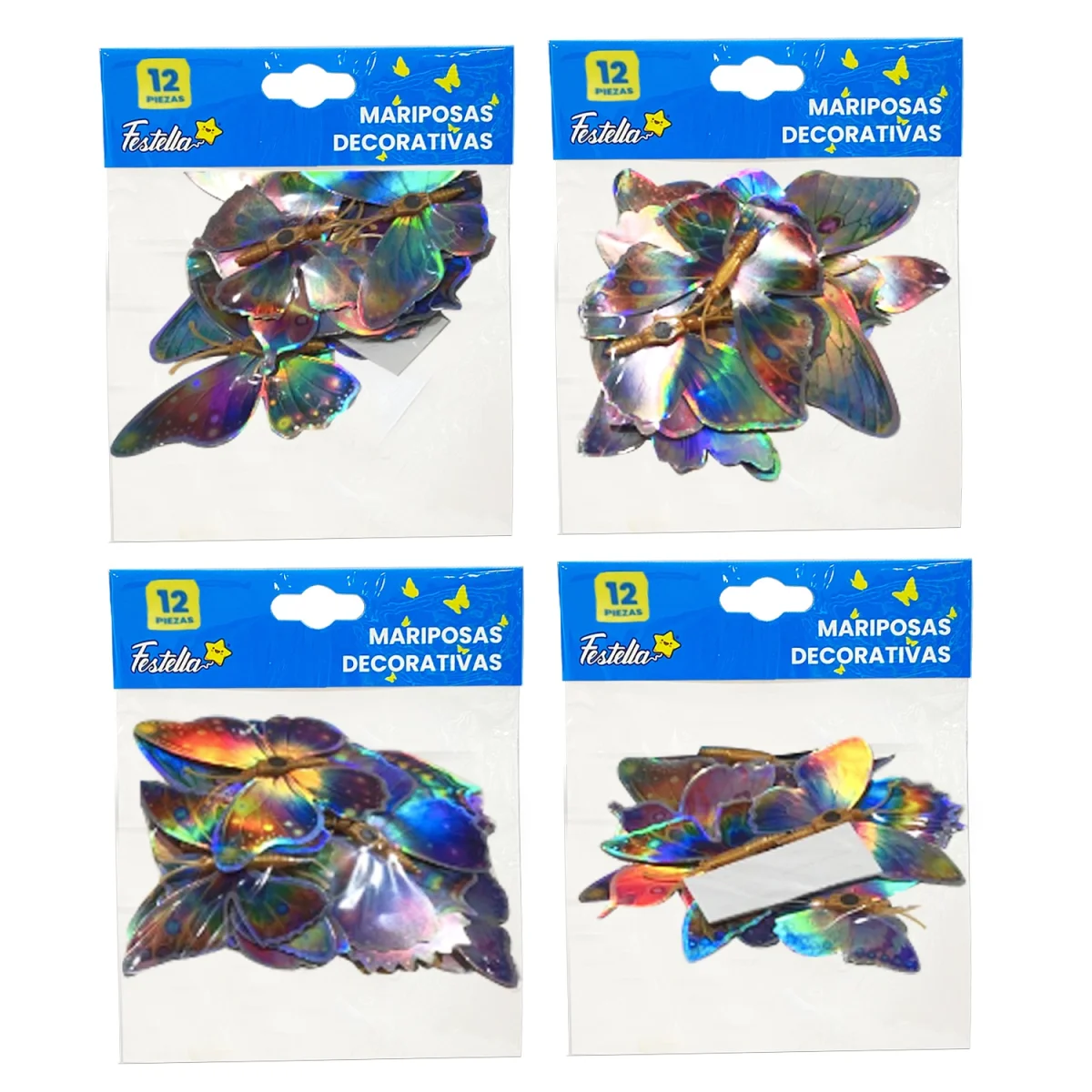 MARIPOSA DECORATIVA TORNASOL SURTIDA X12 (PQTX12)