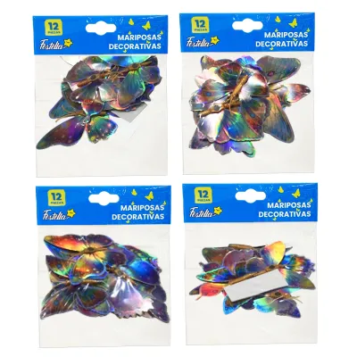 MARIPOSA DECORATIVA TORNASOL SURTIDA X12 (PQTX12)