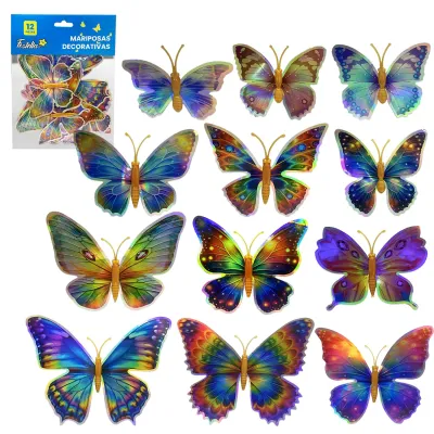 MARIPOSA DECORATIVA TORNASOL SURTIDA X12 (PQTX12)