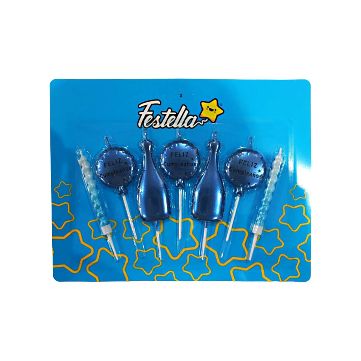 SET VELA AZUL FELIZ CUMPLEAÑOS X7 (CJX12)