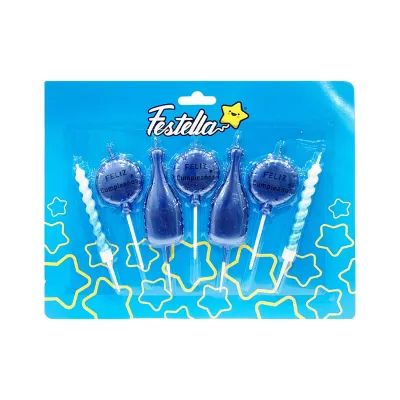 SET VELA AZUL FELIZ CUMPLEAÑOS X7 (CJX12)