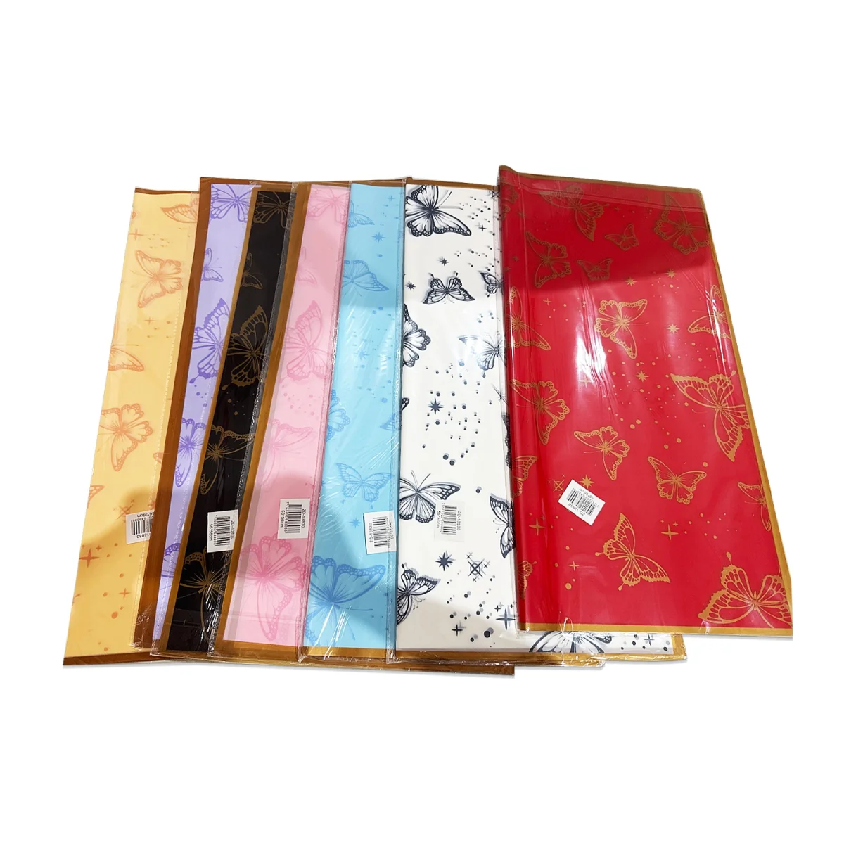 PAPEL COREANO MARIPOSAS SURTIDO BORDE DORADO X20XCOL