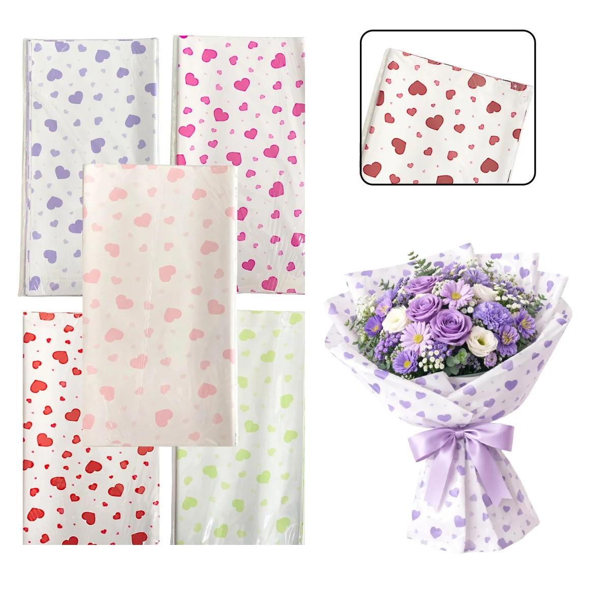 PAPEL COREANO CORAZONES SURTIDO X20XCOL