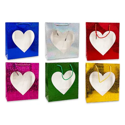 BOLSA REGALO HOLOGRAMA CORAZON 32*26*11CM (PQTX12)