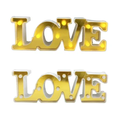 LAMPARA LOVE FONDO DORADO LUZ CALIDA 29*10CM,