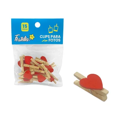PINZA MADERA CORAZON DECORATIVA X15 (PQTX12)