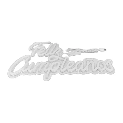 LETRERO LED FELIZ CUMPLEAÑOS LUZ ROSA 45*22CM (USB)